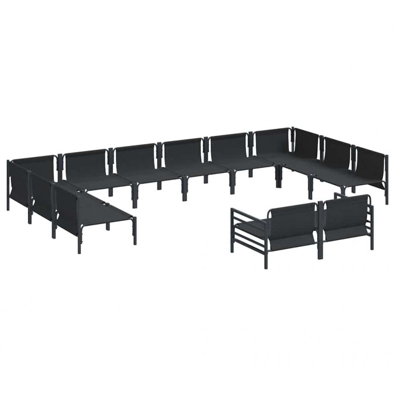 Zestaw Sof na Ogród z poduszką 12 pcs Czarny Stal