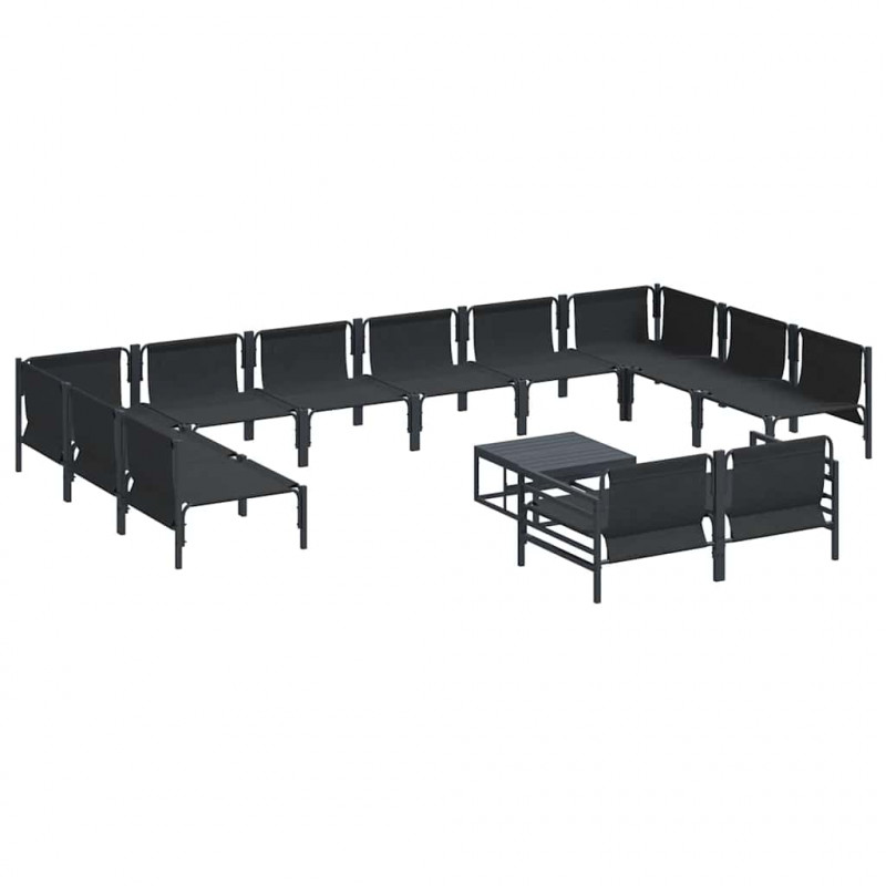 Zestaw Sof na Ogród z poduszką 13 pcs Czarny Stal