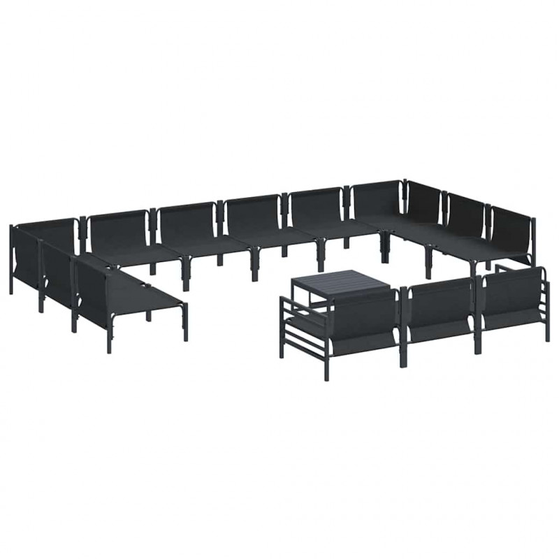 Zestaw Sof na Ogród z poduszką 14 pcs Czarny Stal