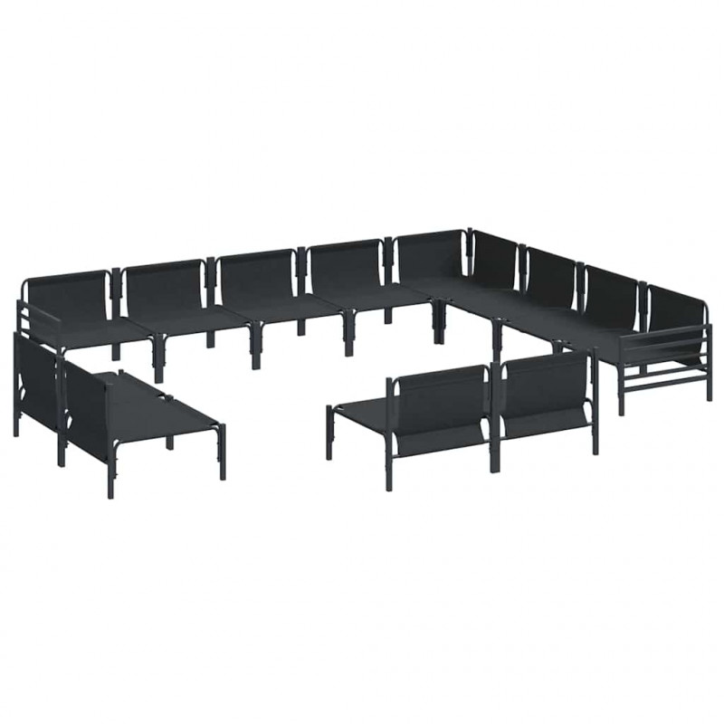 Zestaw Sof na Ogród z poduszką 12 pcs Czarny Stal