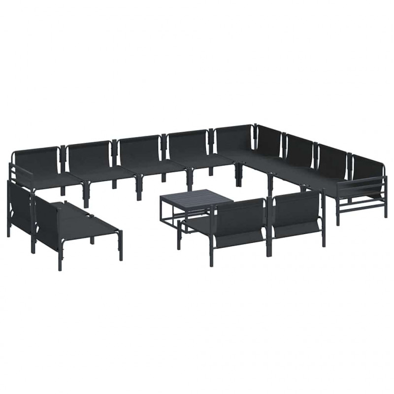 Zestaw Sof na Ogród z poduszką 13 pcs Czarny Stal