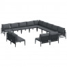 Zestaw Sof na Ogród z poduszką 13 pcs Czarny Stal