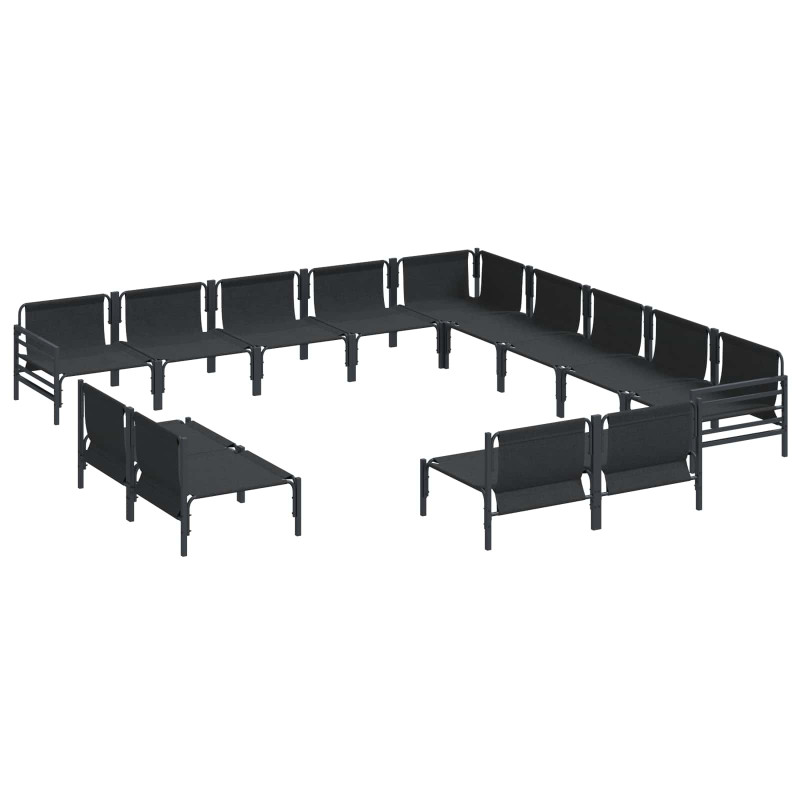 Zestaw Sof na Ogród z poduszką 13 pcs Czarny Stal