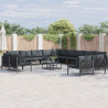 Zestaw Sof na Ogród z poduszką 14 pcs Czarny Stal