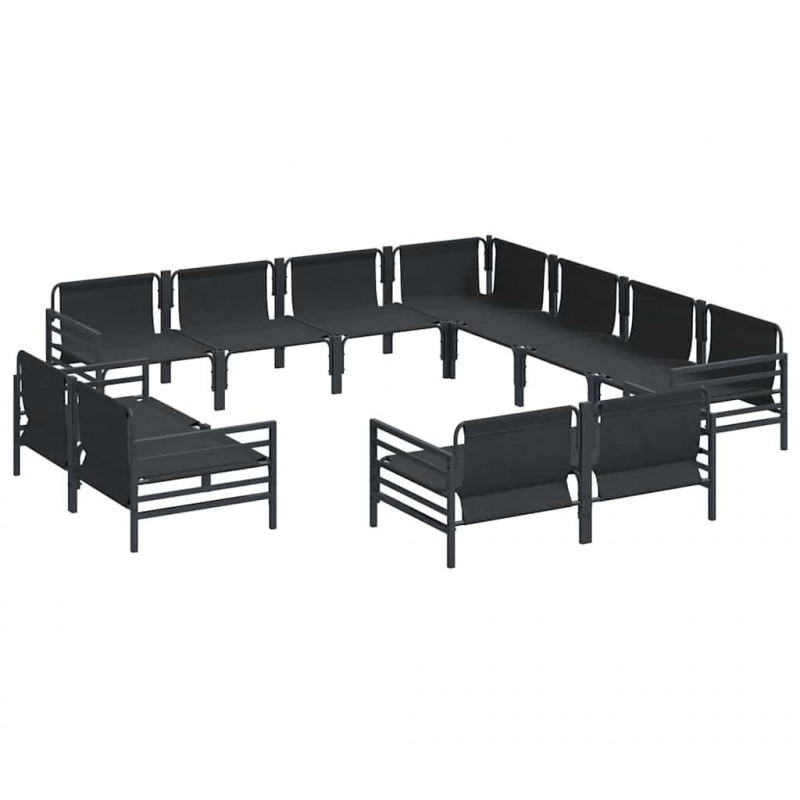 Zestaw Sof na Ogród z poduszką 11 pcs Czarny Stal