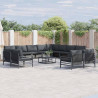 Zestaw Sof na Ogród z poduszką 12 pcs Czarny Stal
