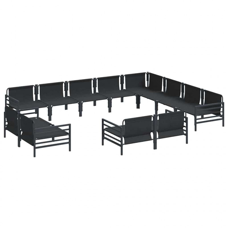 Zestaw Sof na Ogród z poduszką 12 pcs Czarny Stal