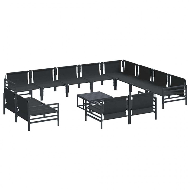 Zestaw Sof na Ogród z poduszką 13 pcs Czarny Stal