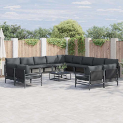 Zestaw Sof na Ogród z poduszką 13 pcs Czarny Stal