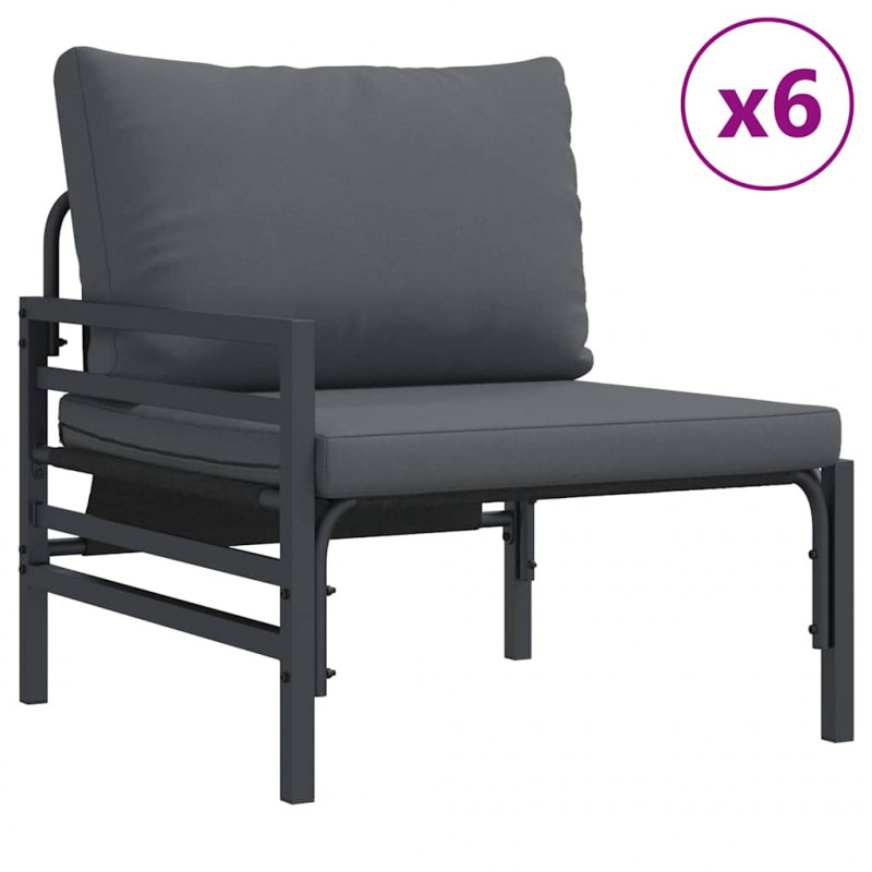 Zestaw Sof na Ogród z poduszką 13 pcs Czarny Stal