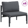 Zestaw Sof na Ogród z poduszką 13 pcs Czarny Stal