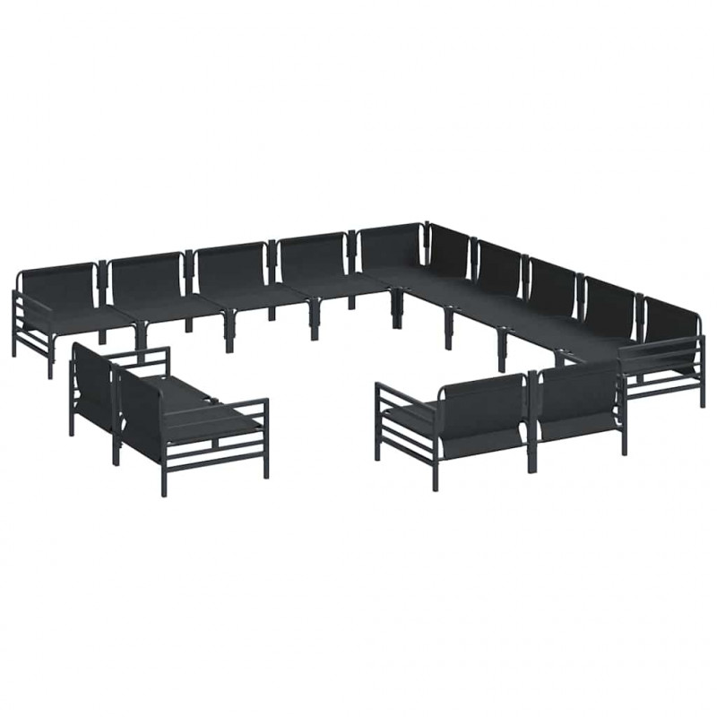 Zestaw Sof na Ogród z poduszką 13 pcs Czarny Stal