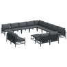 Zestaw Sof na Ogród z poduszką 14 pcs Czarny Stal