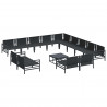 Zestaw Sof na Ogród z poduszką 14 pcs Czarny Stal