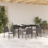 Zestaw do jadalni w ogrodzie 7 pcs Brązowy i czarny Rattan PE
