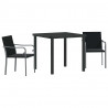 Zestaw do jadalni w ogrodzie 3 pcs Czarny i szary Rattan PE