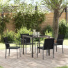 Zestaw do jadalni w ogrodzie 5 pcs Czarny i szary Rattan PE