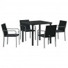 Zestaw do jadalni w ogrodzie 5 pcs Czarny i szary Rattan PE