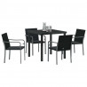 Zestaw do jadalni w ogrodzie 5 pcs Czarny i szary Rattan PE