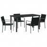 Zestaw do jadalni w ogrodzie 5 pcs Czarny i szary Rattan PE