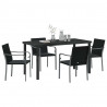 Zestaw do jadalni w ogrodzie 5 pcs Czarny i szary Rattan PE