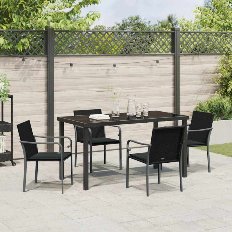 Zestaw do jadalni w ogrodzie 5 pcs Czarny i szary Rattan PE