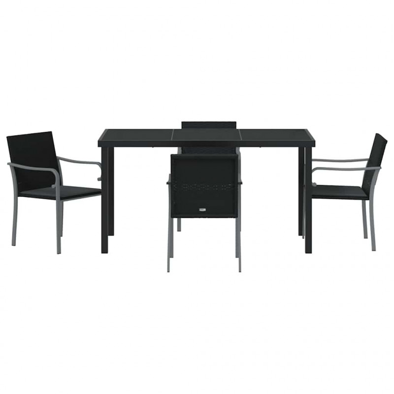 Zestaw do jadalni w ogrodzie 5 pcs Czarny i szary Rattan PE