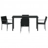 Zestaw do jadalni w ogrodzie 5 pcs Czarny i szary Rattan PE