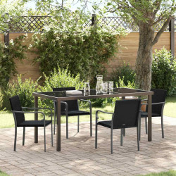 Zestaw do jadalni w ogrodzie 5 pcs Czarny i szary Rattan PE
