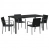 Zestaw do jadalni w ogrodzie 5 pcs Czarny i szary Rattan PE