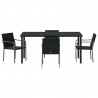 Zestaw do jadalni w ogrodzie 5 pcs Czarny i szary Rattan PE