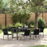 Zestaw do jadalni w ogrodzie 7 pcs Czarny i szary Rattan PE