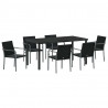 Zestaw do jadalni w ogrodzie 7 pcs Czarny i szary Rattan PE