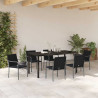 Zestaw do jadalni w ogrodzie 7 pcs Czarny i szary Rattan PE