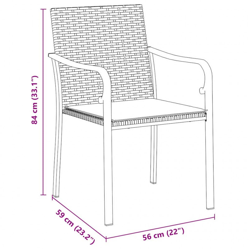 Zestaw do jadalni w ogrodzie 7 pcs Czarny i szary Rattan PE