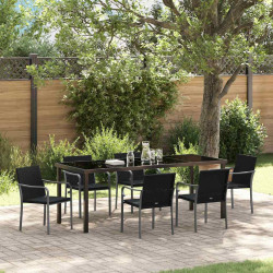 Zestaw do jadalni w ogrodzie 7 pcs Czarny i szary Rattan PE