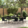 Zestaw do jadalni w ogrodzie 7 pcs Czarny i szary Rattan PE