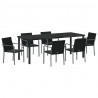 Zestaw do jadalni w ogrodzie 7 pcs Czarny i szary Rattan PE