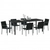 Zestaw do jadalni w ogrodzie 7 pcs Czarny i szary Rattan PE