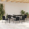Zestaw do jadalni w ogrodzie 7 pcs Czarny i szary Rattan PE