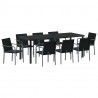 Zestaw do jadalni w ogrodzie 9 pcs Czarny i szary Rattan PE