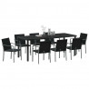 Zestaw do jadalni w ogrodzie 9 pcs Czarny i szary Rattan PE