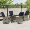 Zestaw stół i krzesła z poduszką 5 pcs Szary Rattan PE