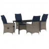 Zestaw stół i krzesła z poduszką 5 pcs Szary Rattan PE