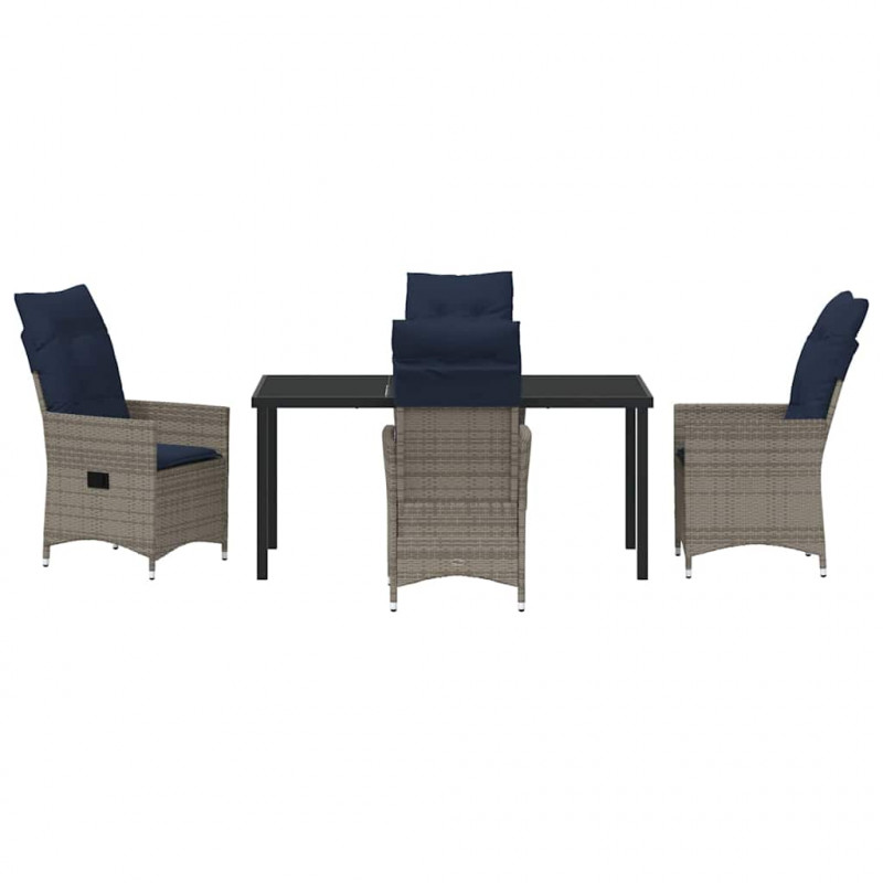 Zestaw stół i krzesła z poduszką 5 pcs Szary Rattan PE