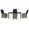 Zestaw stół i krzesła z poduszką 5 pcs Szary Rattan PE
