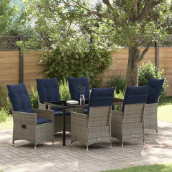 Zestaw stół i krzesła z poduszką 7 pcs Szary Rattan PE