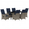 Zestaw stół i krzesła z poduszką 7 pcs Szary Rattan PE