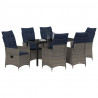 Zestaw stół i krzesła z poduszką 7 pcs Szary Rattan PE