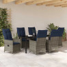Zestaw stół i krzesła z poduszką 7 pcs Szary Rattan PE